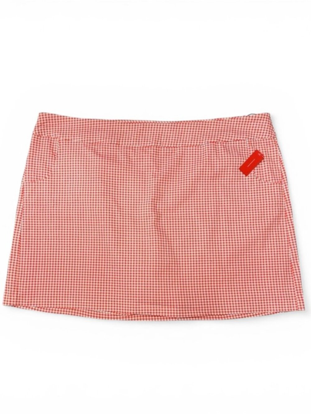 'Molly & Isadora' Coral-Pink & White Gingham Pull-On "Skort" Size 30W